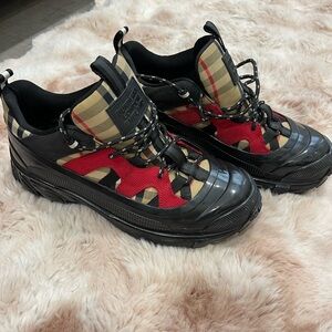 Burberry Red and Black Plaid Sneakers